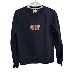 Saturdays New York City‎ Sweater Mens Small Blue Cotton Logo Crew Neck Pullover